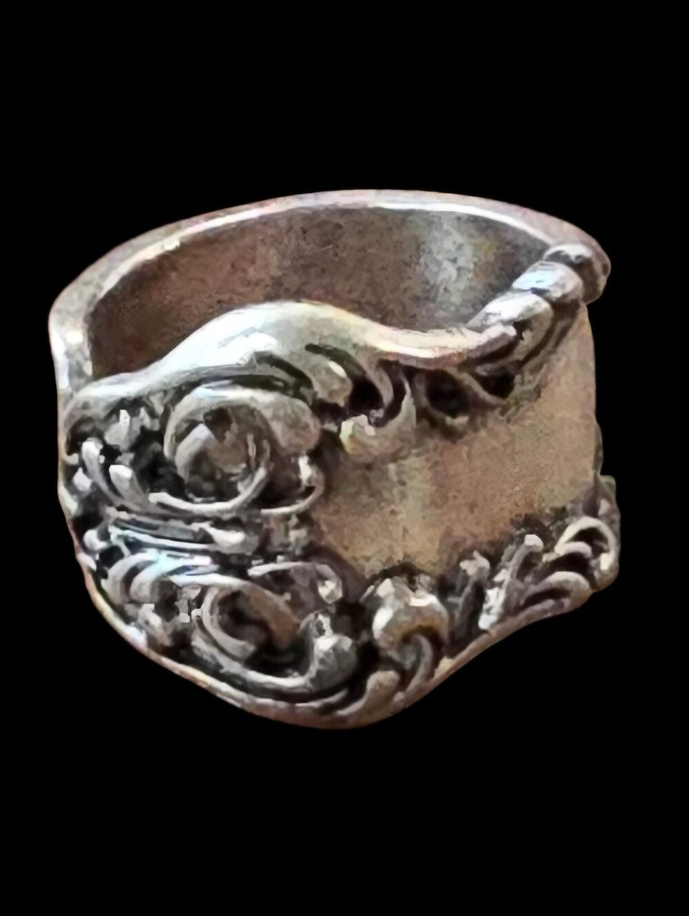 ARTESAN BAROQUE VINTAGE LOOK FLORAL STAINLESS STEEL SIZE NEW 7 SPOON RING
